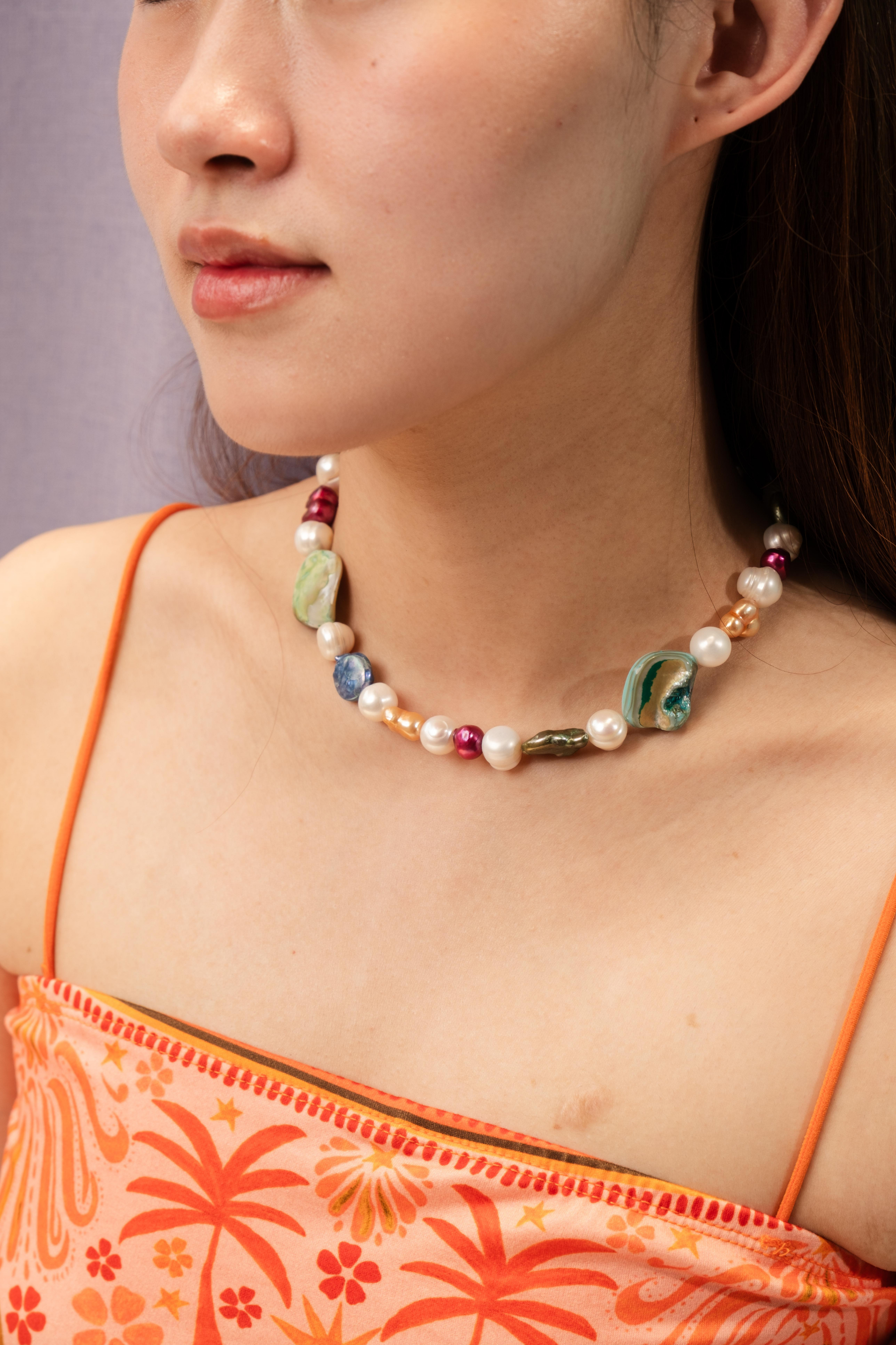 Adelyn - The Metallic Pearl Necklace